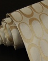 Necktie Italian Woven Silk Mens Jacquard Woven Tie + Hanky Set W429 Ivory Beige