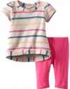 Splendid Littles Baby-girls Newborn Roller Rink Striped Active Sweatshirt Tunic Set, Heather Grey, 3-6 Months
