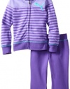 Puma - Kids Girls 2-6X Little Striped Hoodie Set, Royal Purple, 6