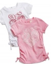 GUESS Kids Girls Baby Girl Logo Heart Tee (12-24M), PINK (18M)