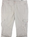 Style&co. Plus Size Pants, Women's Cuffed Embroidered Cargo Capri