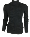 Alfani Womens Ebony Black Long Sleeve Ribbed Turtle Neck Sweater S