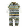 Tea Collection Baby-Boys Infant Ski Stripe Layered Romper, Blue, X-Small