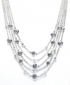 Alfani Necklace, Silver-Tone Clear Bead Illusion Necklace