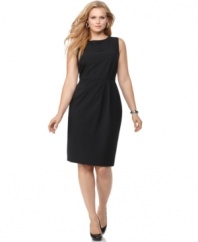 Looking for plus size fashion that offers a polished alternative to your usual office wear? This sleeveless sheath dress from Jones New York Collection opts for pleats below the defined waist, so you'll still look just as elegant as ever.