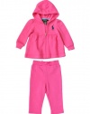 Ralph Lauren Infant Girl's Big Pony Fleece Hook Up Set (9 Month, Parrot Pink)