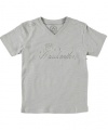 Akademiks Royal Crest V-Neck T-Shirt (Sizes 8 - 20) - heather gray, 14 - 16