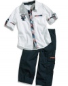 GUESS Kids Baby Boy Shirt and Cargo Set (12-24M), WHITE (24M)