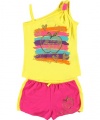 Apple Bottoms Painted Lines 2-Piece Active Set (Sizes 2T - 4T) - yellow, 2t