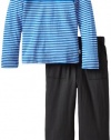 Splendid Littles Boys 2-7 Mini Stripe Long Sleeve Pant Set, Pool, 3/Toddler