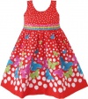 Girls Dress Red Butterfly Party Wedding Christmas Kids Clothes Size 4-12