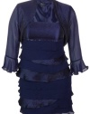 S L Fashions Women's Shimmer & Chiffon Bolero Jacket Dress
