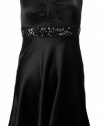 Calvin Klein Women's Sequin Waist Satin Dress 2P Black
