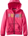Puma Girls 7-16 Multi Glitter Logo Hoodie, Pink Icon, Small