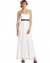 BCBGMAXAZRIA Women's Amber Cascade Strapless Long Gown, White, 6