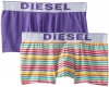 Diesel Men's Kory Fresh & Bright Two Pack Boxer Trunk Trunk, Stripe/Purple, Medium