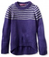 Energie Girls 7-16 Violet High Low Sweater, Purple/Grey, Large