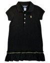 Ralph Lauren Toddler Girls Plaid Trim Ruffle Dress, Black, 6