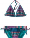 Roxy Girls 7-16 Slim Charm Double Casing Tri Swimsuit Set, Aquatic Blue, 12