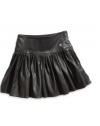 GUESS Kids Girls Big Girl Pleated Faux-Leather Skirt, BLACK (14)