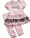 GUESS Kids Girls Newborn Girl Tiered Dress & Leggings Set (0-9M), LIGHT PINK (6/9M)