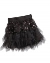 GUESS Kids Girls big girl allover sequin tulle skirt, BLACK (7/8)
