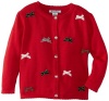 Hartstrings Girls 2-6X Toddler Cotton Blend Bow Cardigan Sweater, Red, 2T