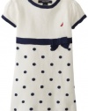Nautica Girls 2-6X Short Sleeve Dot Sweater Dress, Natural, 3T