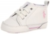 Ralph Lauren Layette Classic Pony Fashion Sneaker (Infant/Toddler),White/Pink,3 M US Infant