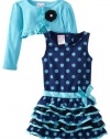 Nannette Girls 2-6X 2 Piece Polka Dot Bow Shrug And Dress