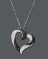 A beautifully abstract heart features swirls of contrasting colors. An open heart design crafted in sterling silver features round-cut white diamonds (1/4 ct. t.w.) and round-cut black diamonds (1/4 ct. t.w.). Approximate length: 18 inches. Approximate drop: 7/8 inch.