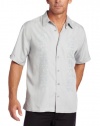 Cubavera Men's Big And Tall Short Sleeve Herringbone Ornate Embroidery Shirt