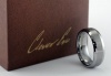CleverEve Mens Tungsten Carbide Ring 8mm Beveled Edge Center Brushed Finish Tungsten Wedding Band (From Size 8 to 13)