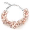 Chuvora Pink Freshwater Cultured Pearl with Crystal Cluster Bracelet 7''-9.5