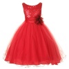 Kids Dream Red Sequin Double Mesh Flower Girl Dress Little Girls 2T-14