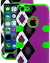 myLife (TM) Bright Green + Black Argyle Plaid 3 Layer (Hybrid Flex Gel) Grip Case for New Apple iPhone 5C Touch Phone (External 2 Piece Full Body Defender Armor Rubberized Shell + Internal Gel Fit Silicone Flex Protector + Lifetime Waranty + Sealed Inside