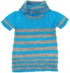 Blue Heart Infant Toddler Girl Striped Short Sleeve Sweater Turtleneck 18MBlue