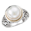 925 Silver & Mabe Pearl Filigree Ring with 18k Gold Accents- Sizes 6-8