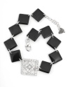 CleverEve Designer Series Sterling Silver Black Rhodium Plated Squares CZ Bracelet 7