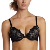 Fashion Forms Women's Lace Water Push Up Bra, Black/Nude, 38 D