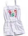 GUESS Kids Girls Little Girl Terrycloth Romper with Sequins, WHITE (6X)