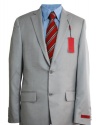 Alfani RED Men`s Sport Coat Light Grey Twill Silk Cotton Two Button Blazer Jacket 38L