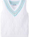 Kitestrings Boys 2-7 Little Cable Knit V-Neck Sweater Vest, White, 5/6