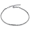 Opk Jewelry Fashion Adjustable Women's Anklet Bracelet 18K White Gold Plated Silver Twisted Wave Foot Chain New Design Stylish Personality Gift Never Fade And Nickle Free 9.84 Inch Length 2g Weight