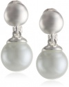 Anne Klein Polished and Pearl Silver-Tone Blanc Pearl Drop Clip-On Earrings