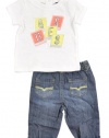 GUESS Kids Newborn Boy Short-Sleeve Tee and Jeans Set (0-9m), WHITE (6/9M)