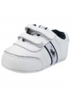 Ralph Lauren Layette Roster EZ Crib Shoe (Infant/Toddler),White/Navy,2 M US Infant