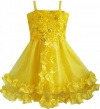 Girls Dress Yellow Shinning Sequins Wedding Party Pageant Size 4-10