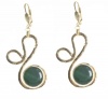 24K Yellow Gold Plated Round Shape Natural Stone Dangle Earrings