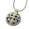 925 Silver, Onyx & Diamond Round Celtic Pendant with 18k Gold Accents (0.13ctw)